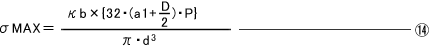 曲げ修正応力(捲戻方向への動作):σMAX